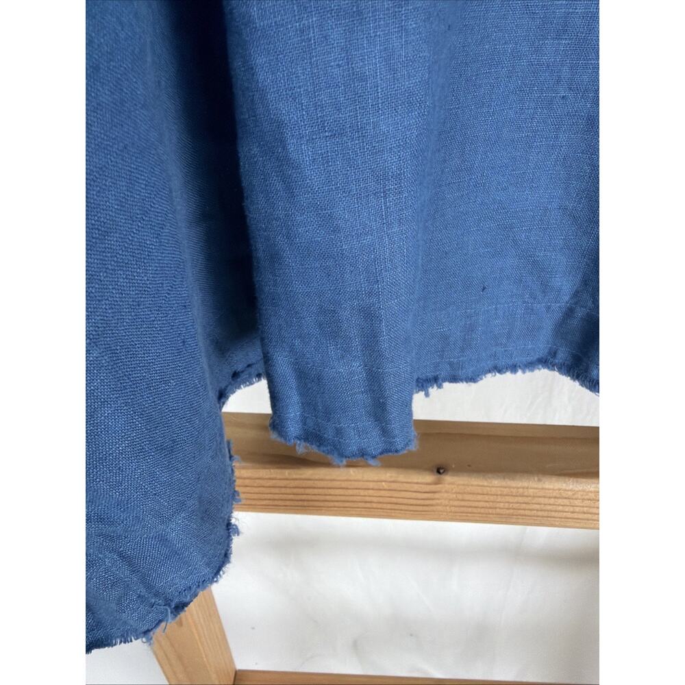 NWT Kleen Navy Fray Top 3.5 Side Slit 100% Linen #0833 XS - Picture 5 of 7